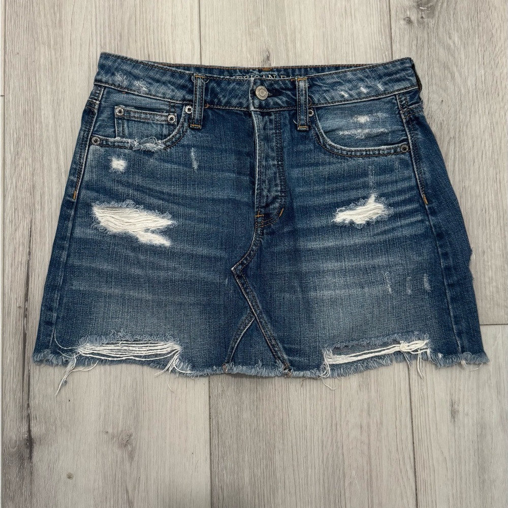 Stylish Distressed Blue Mini Skirt